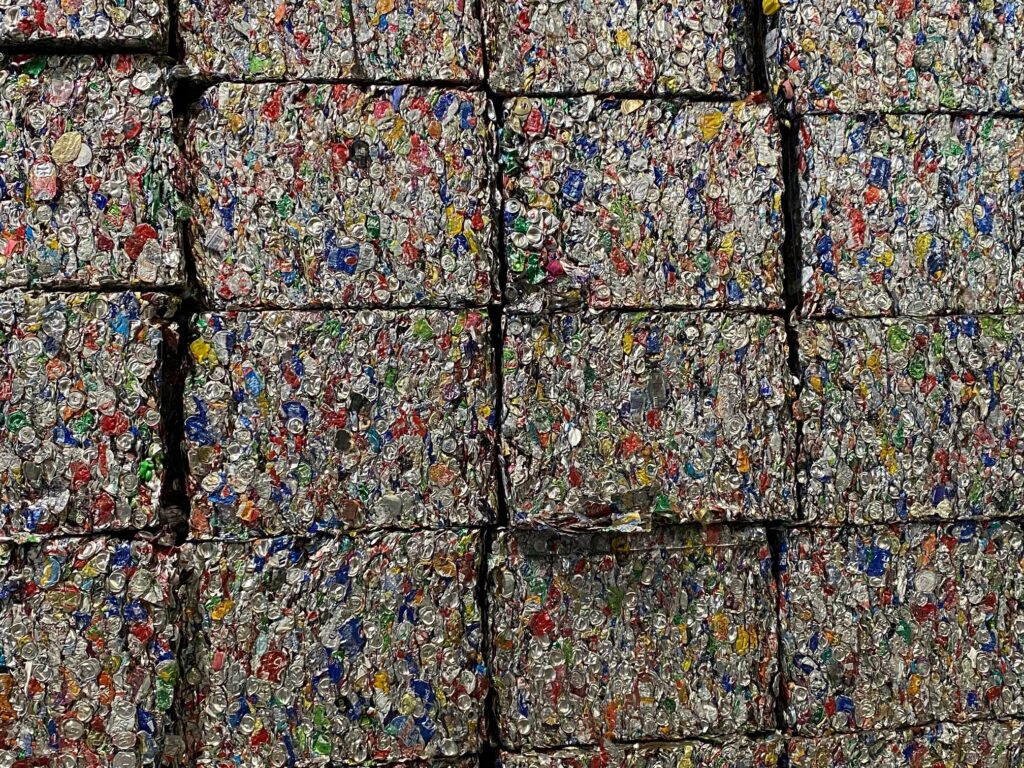 closeup of an aluminium bale