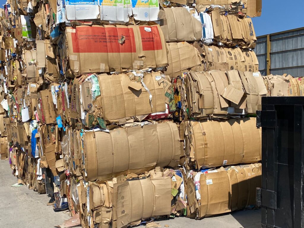 a bunch of baled cardboard