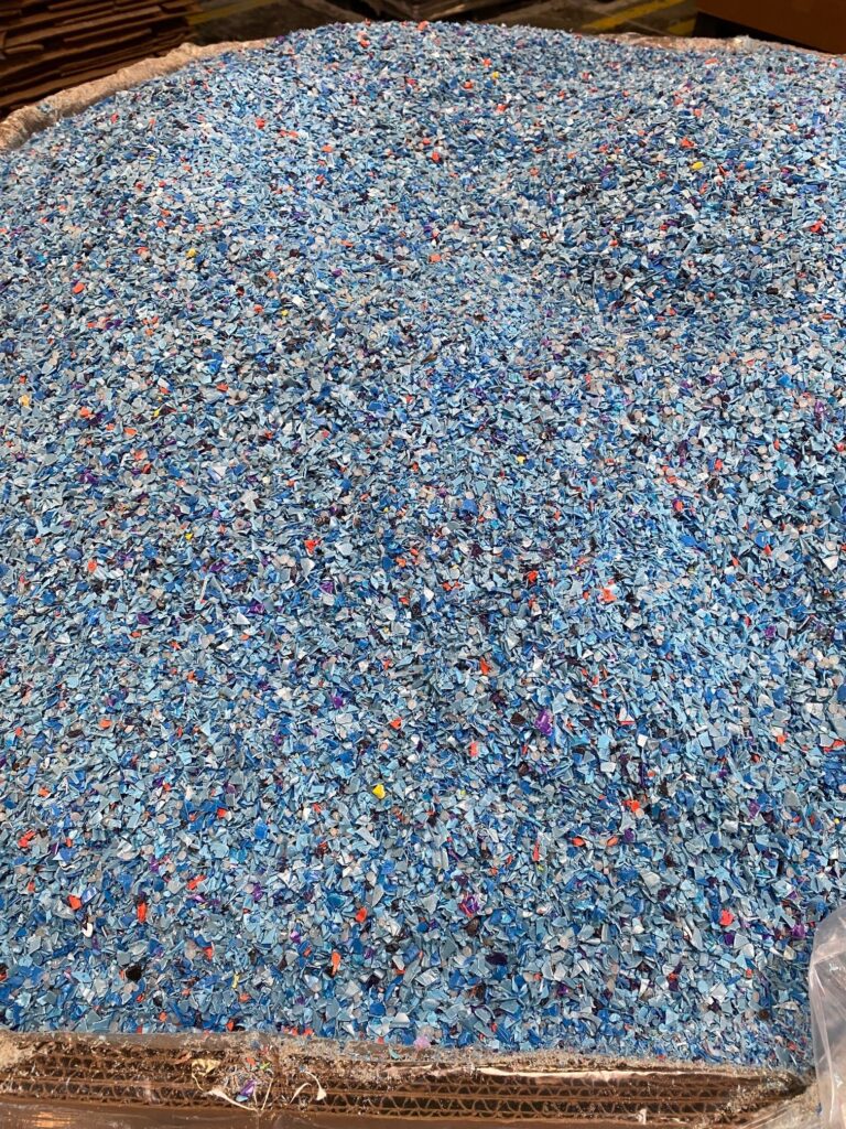 closeup of blue plastic