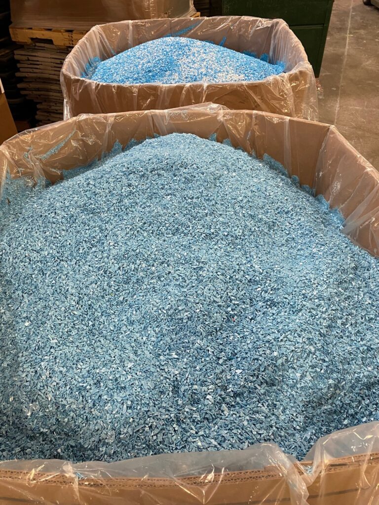 blue plastic plant ground