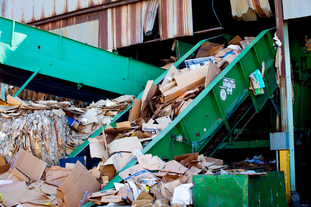 green recycling machine in action