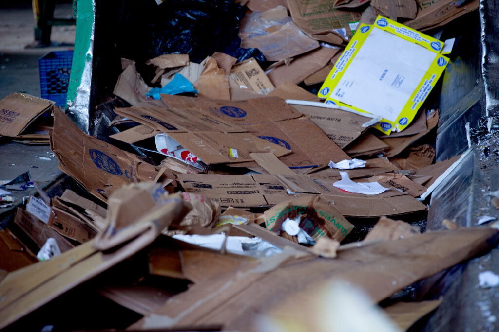 close-up of recycled cardboard