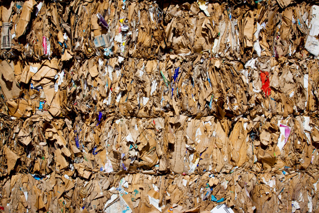 close-up of recycled cardboard