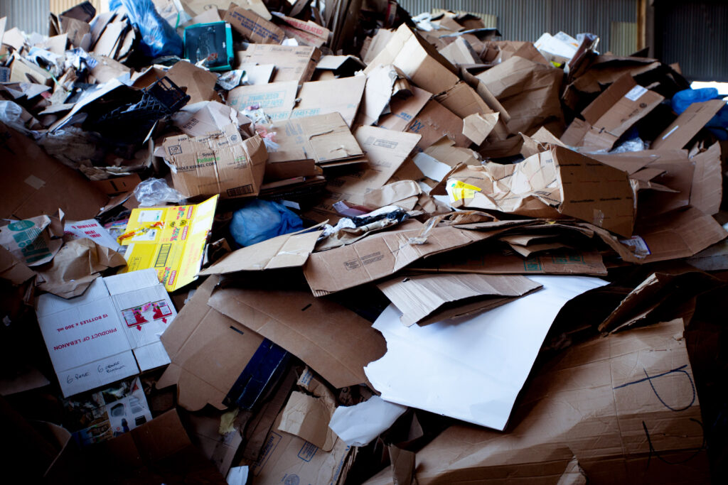 close-up of recycled cardboard