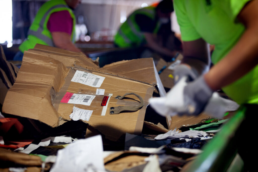 close-up of recycled cardboard