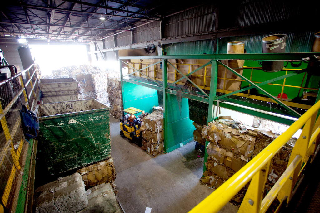 green recycling equipment in a waste facility
